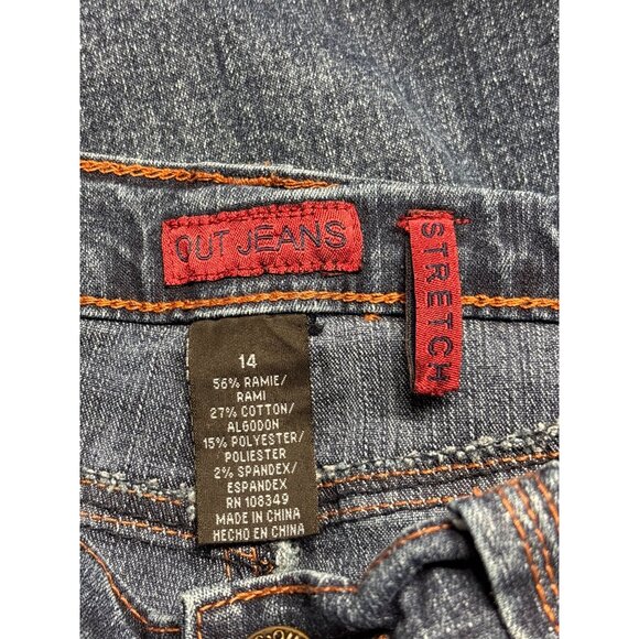 Vintage Y2K Out Jeans Womens Stretch Denim Capri Size 14 Blue - Picture 3 of 3